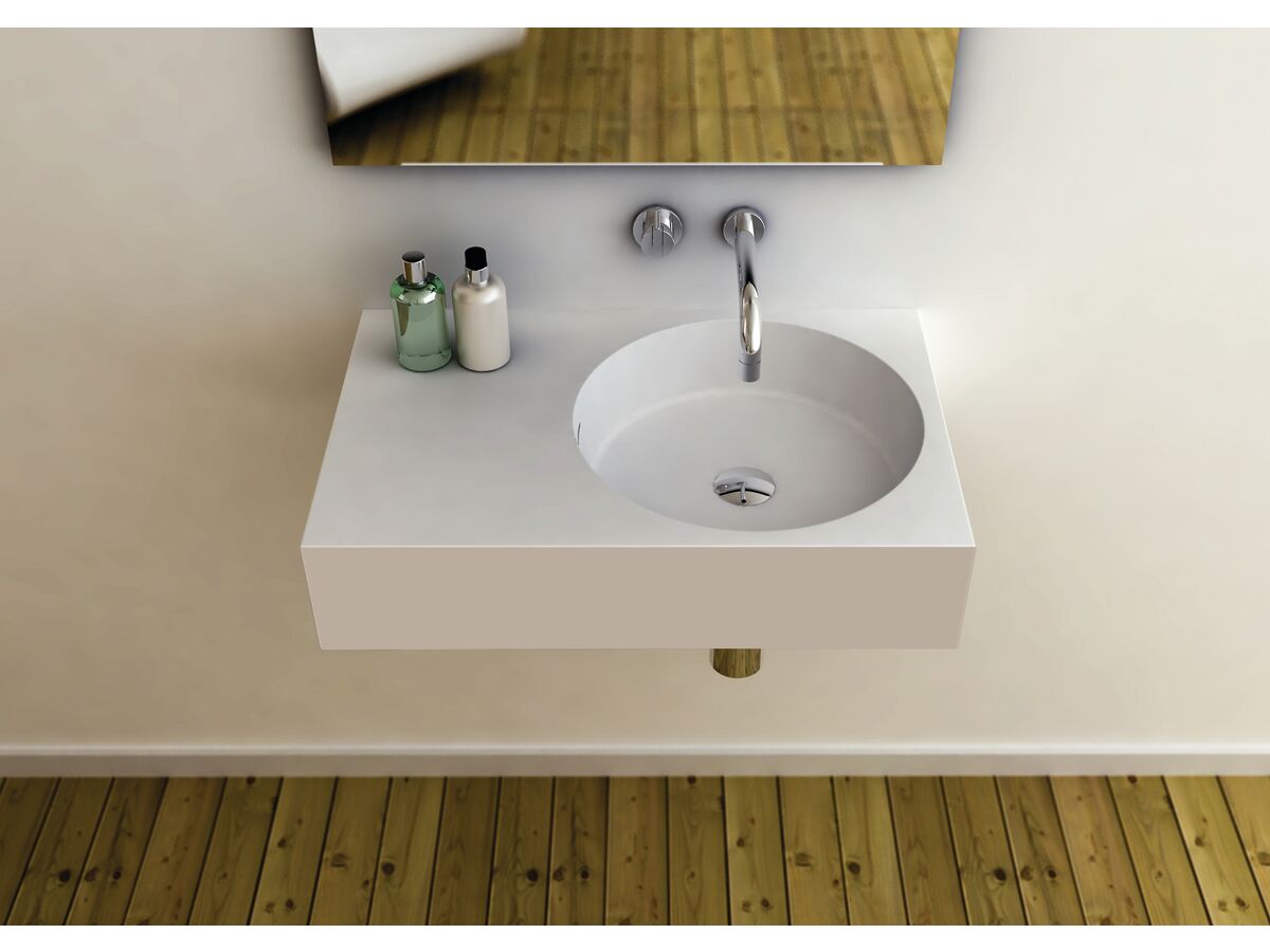 Reece Omvivo Neo Solid Surface Wall Basin Right Hand Bowl No Taphole 700mm White