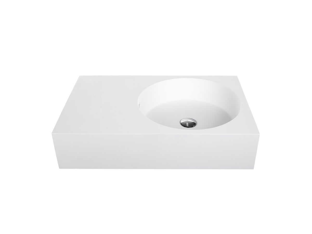 reece Omvivo Neo Solid Surface Wall Basin Right Hand Bowl No Taphole 700mm White