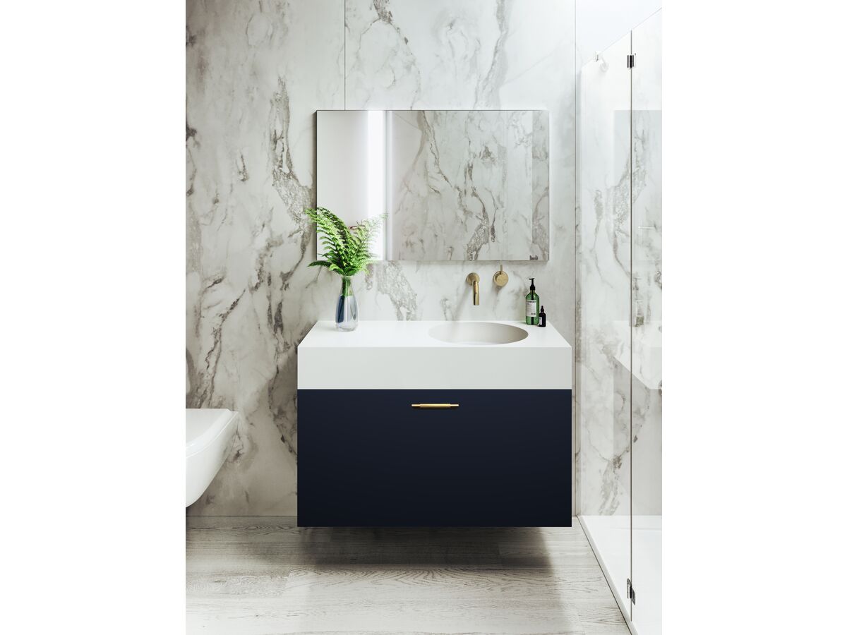 Reece Omvivo Neo Solid Surface Wall Basin Right Hand Bowl No Taphole 1000mm White
