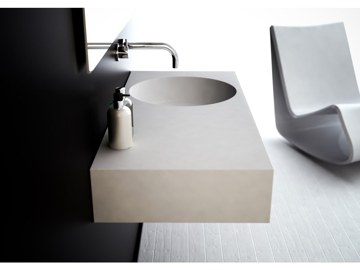 Reece Omvivo Neo Solid Surface Wall Basin Right Hand Bowl No Taphole 1000mm White