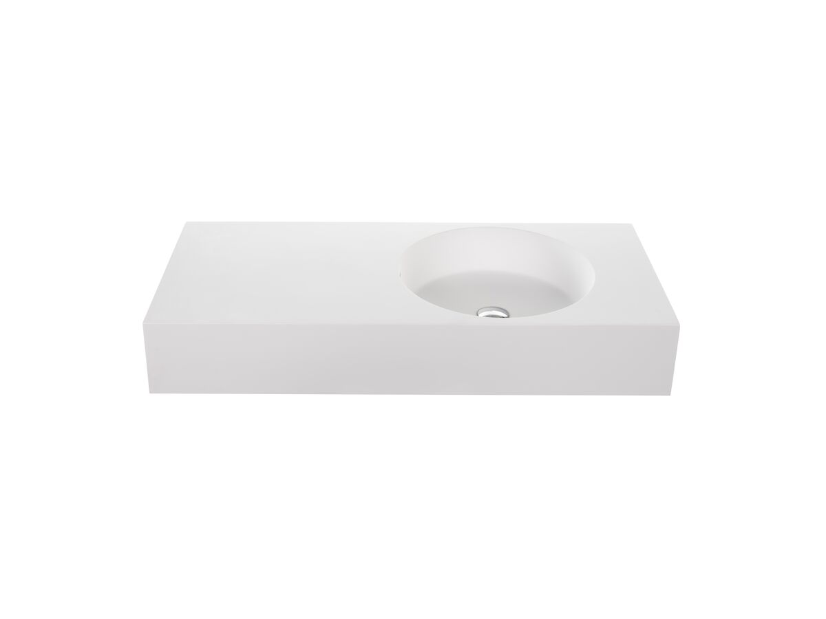 reece Omvivo Neo Solid Surface Wall Basin Right Hand Bowl No Taphole 1000mm White