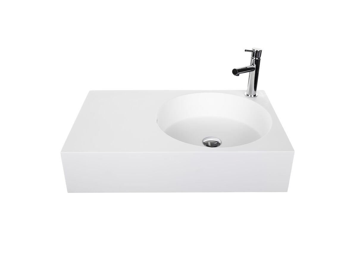 reece Omvivo Neo Solid Surface Wall Basin Right Hand Bowl 1 Taphole 700mm White