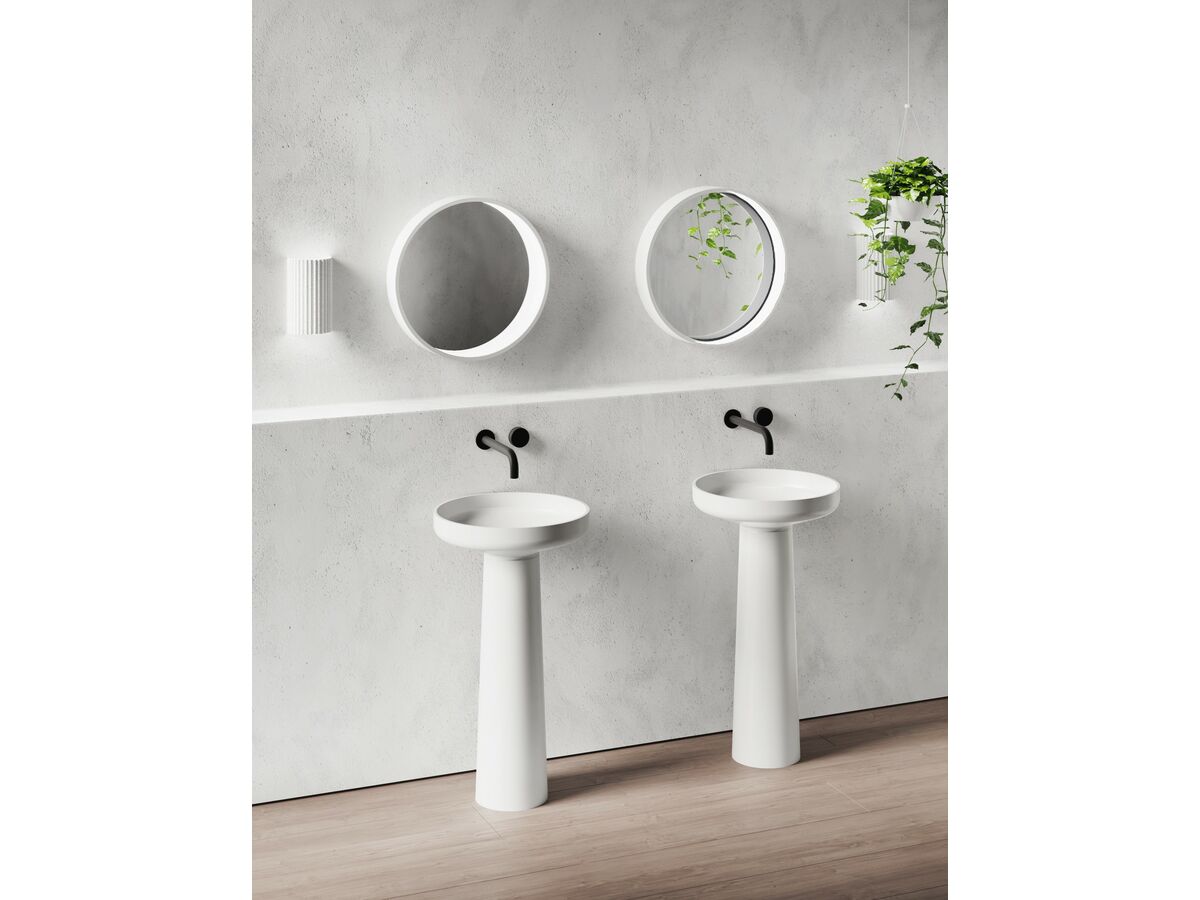 Reece Omvivo Venice 450 Basin And Pedestal Solid Surface White