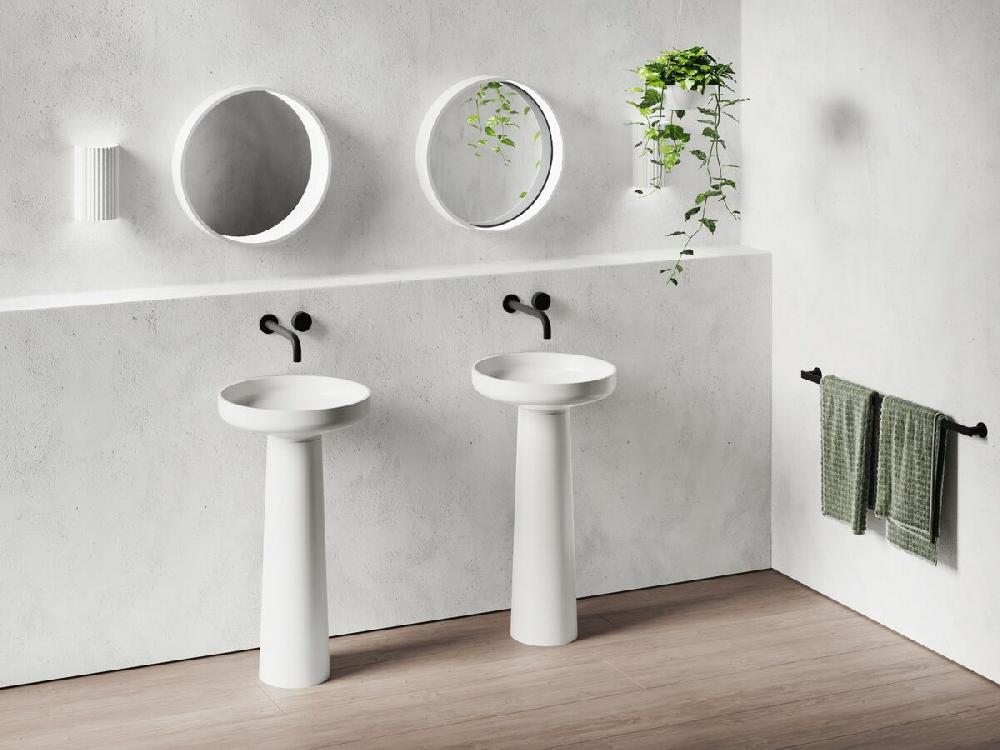 Reece Omvivo Venice 450 Basin And Pedestal Solid Surface White