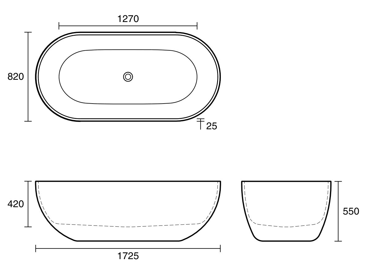 Reece Omvivo Villa Freestanding Bath 1725 X 820mm Island Sand