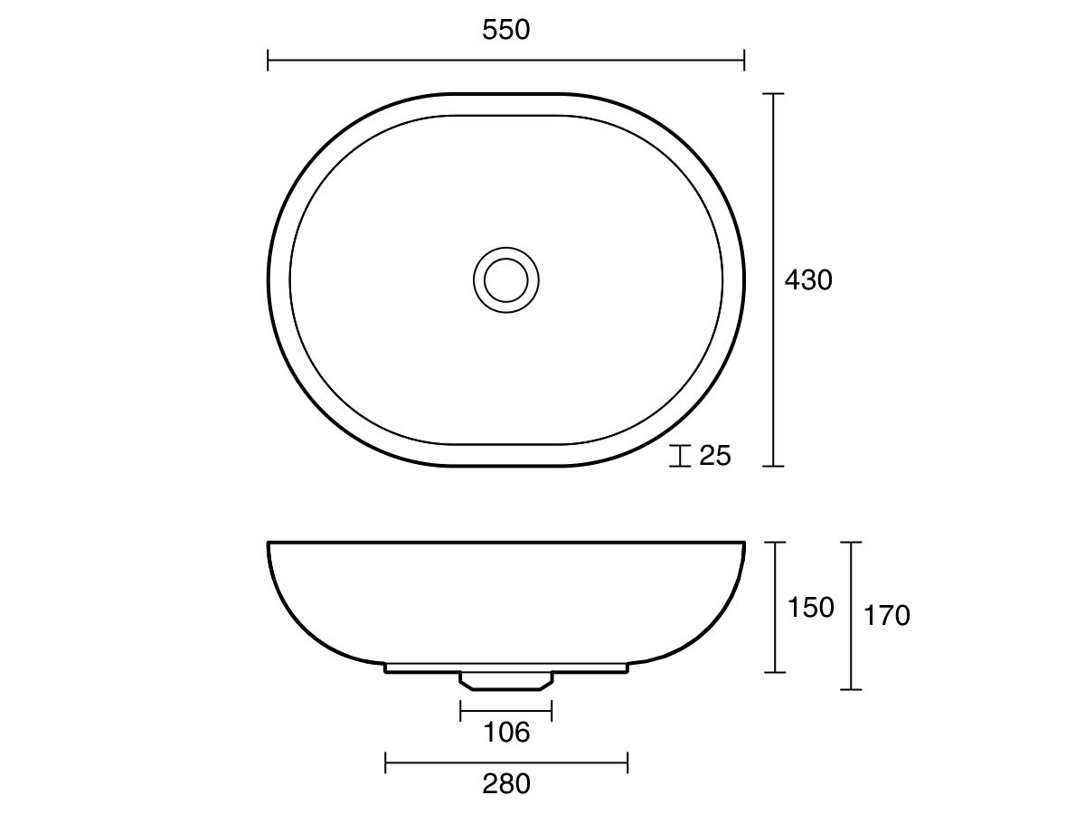 Reece Omvivo Villa Oval Above Counter Basin 550mm Island Sand