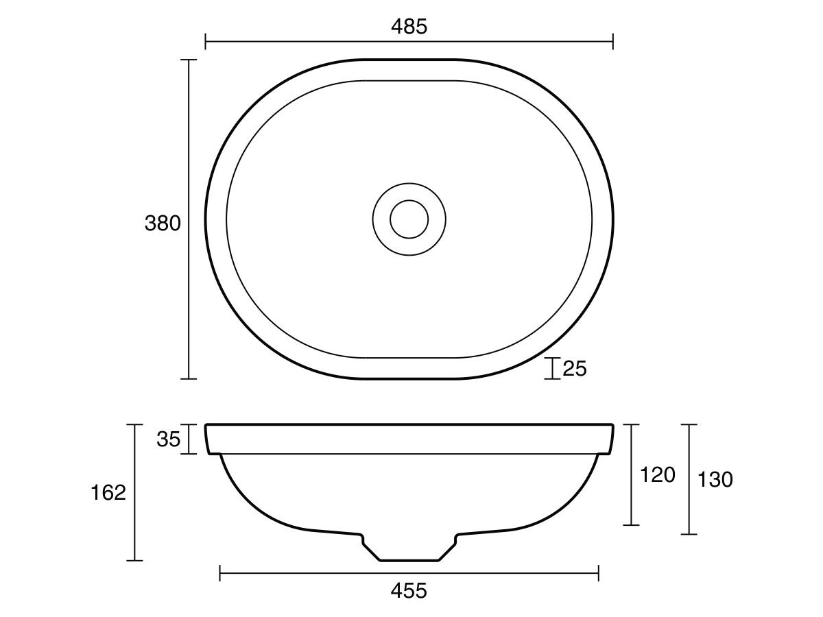 Reece Omvivo Villa Oval Semi Inset Basin 485mm Island Sand