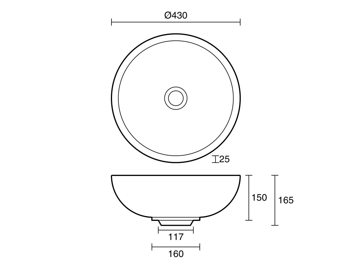 Reece Omvivo Villa Round Above Counter Basin 430mm Island Sand