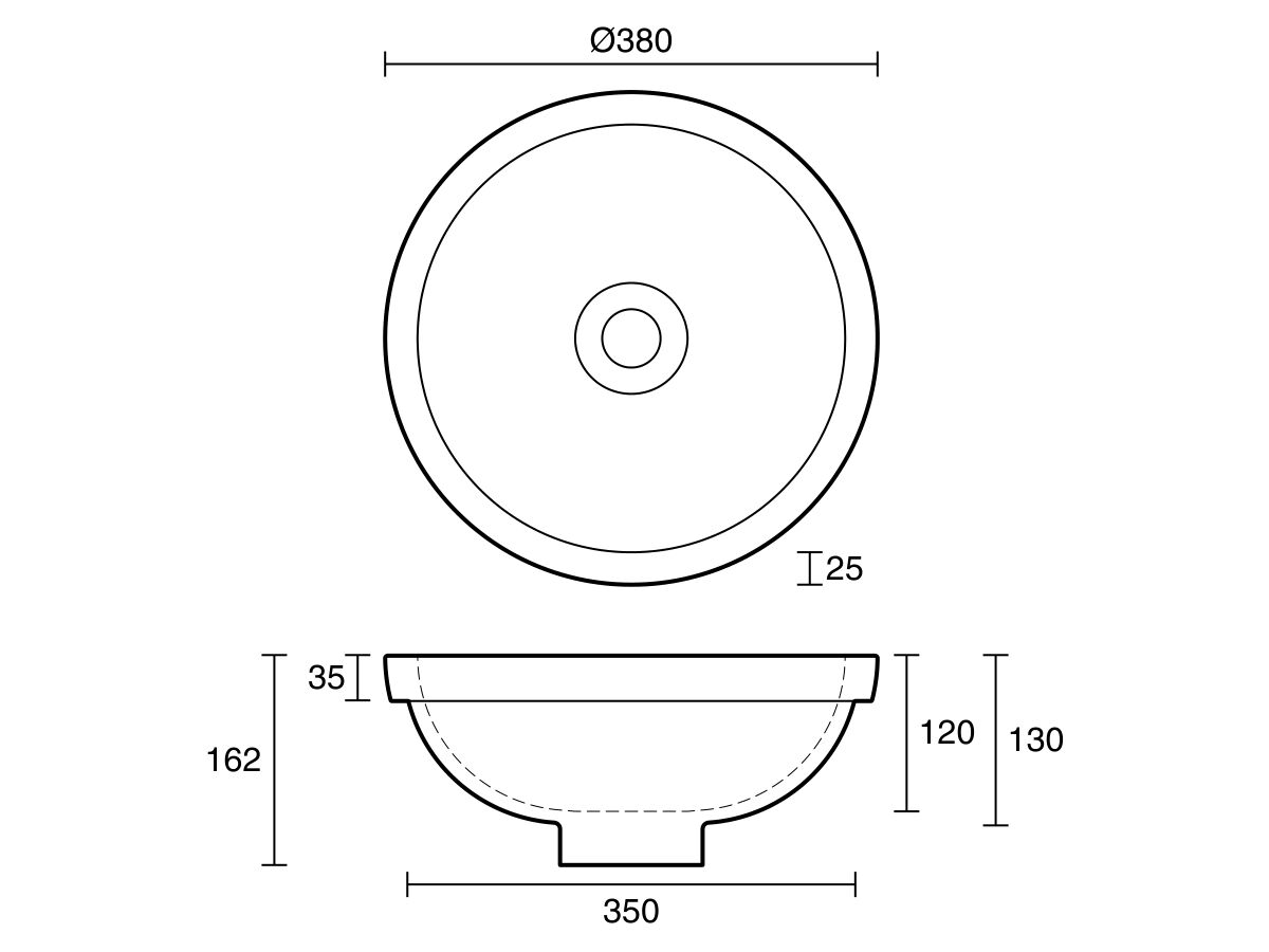 Reece Omvivo Villa Round Semi Inset Basin 380mm Island Sand