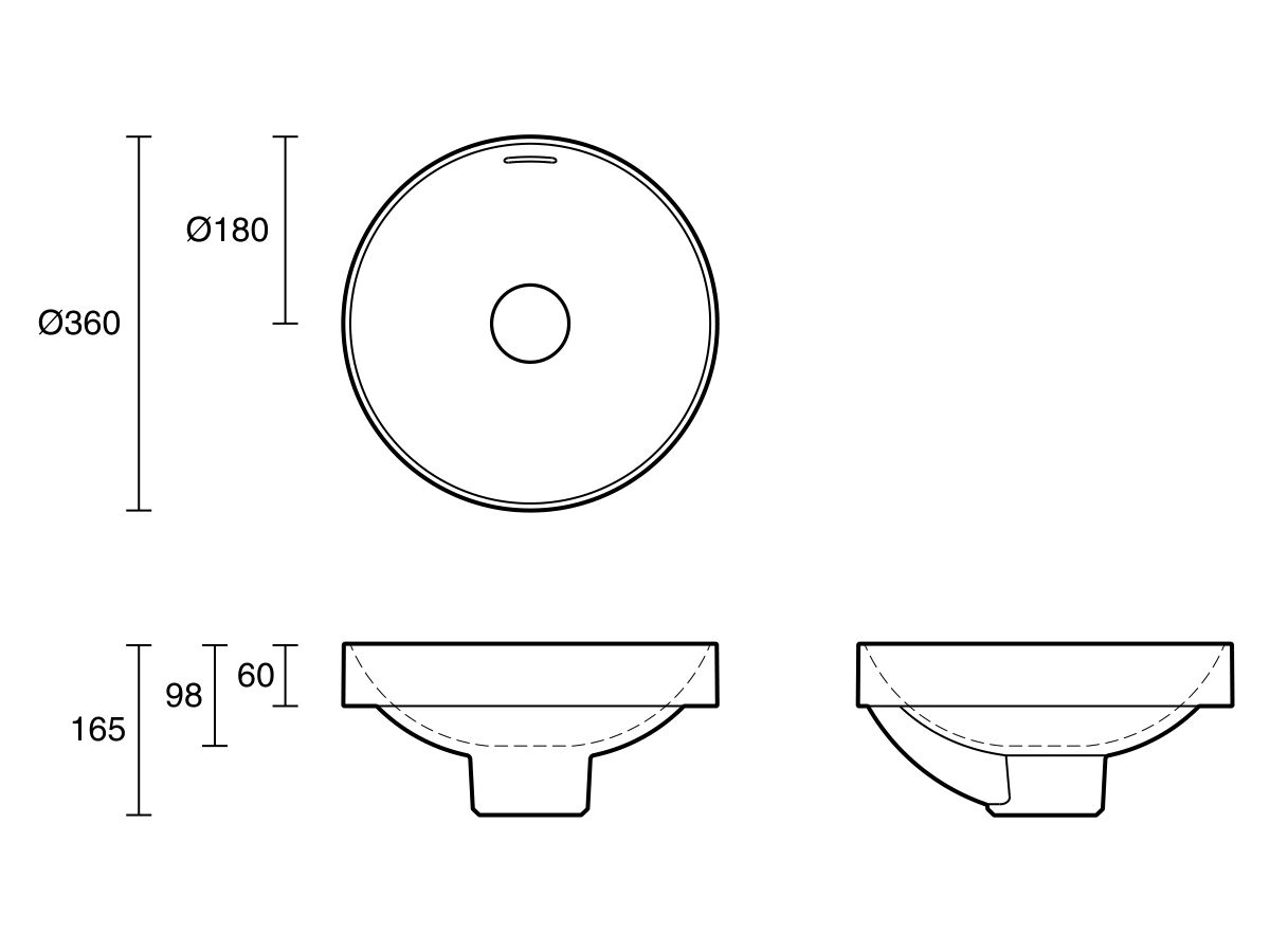 Reece Omvivo Villa Round Thin Edge Semi Inset Basin 360mm Cove Grey