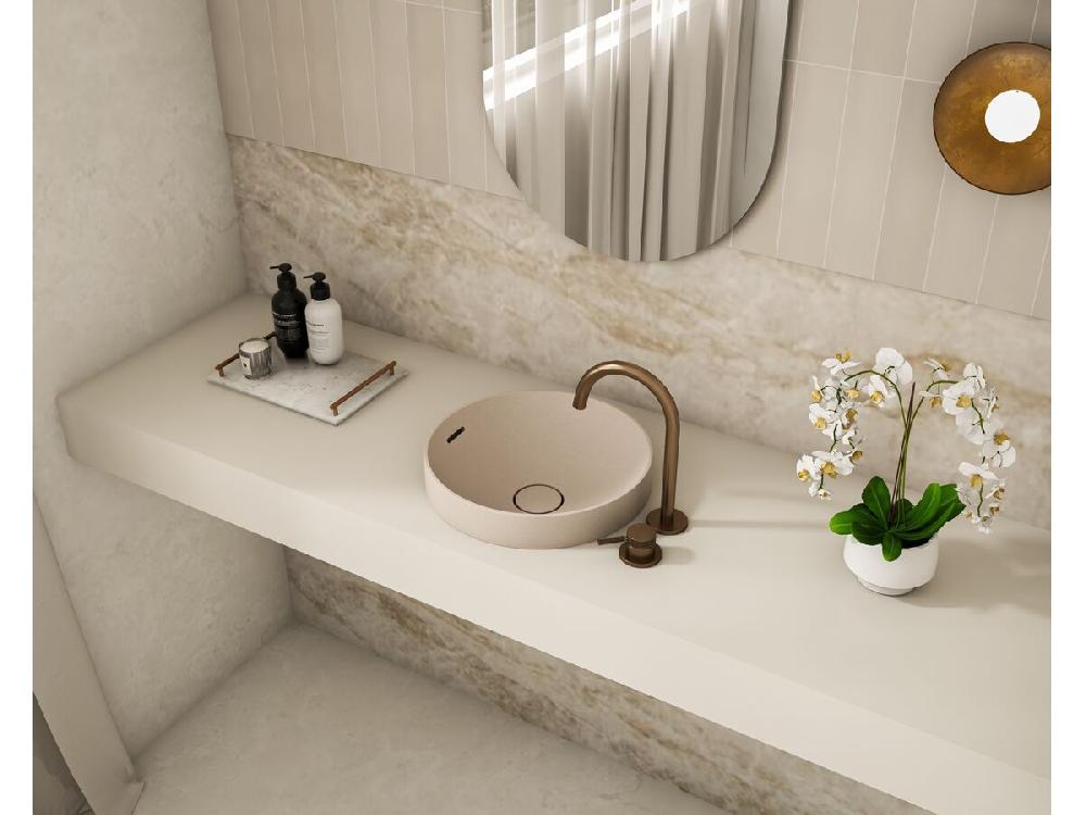 Reece Omvivo Villa Round Thin Edge Semi Inset Basin 360mm Island Sand