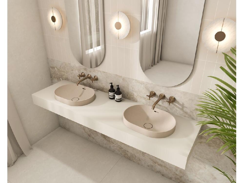 Reece Omvivo Villa Thin Edge Oval Semi Inset Basin 485mm Island Sand