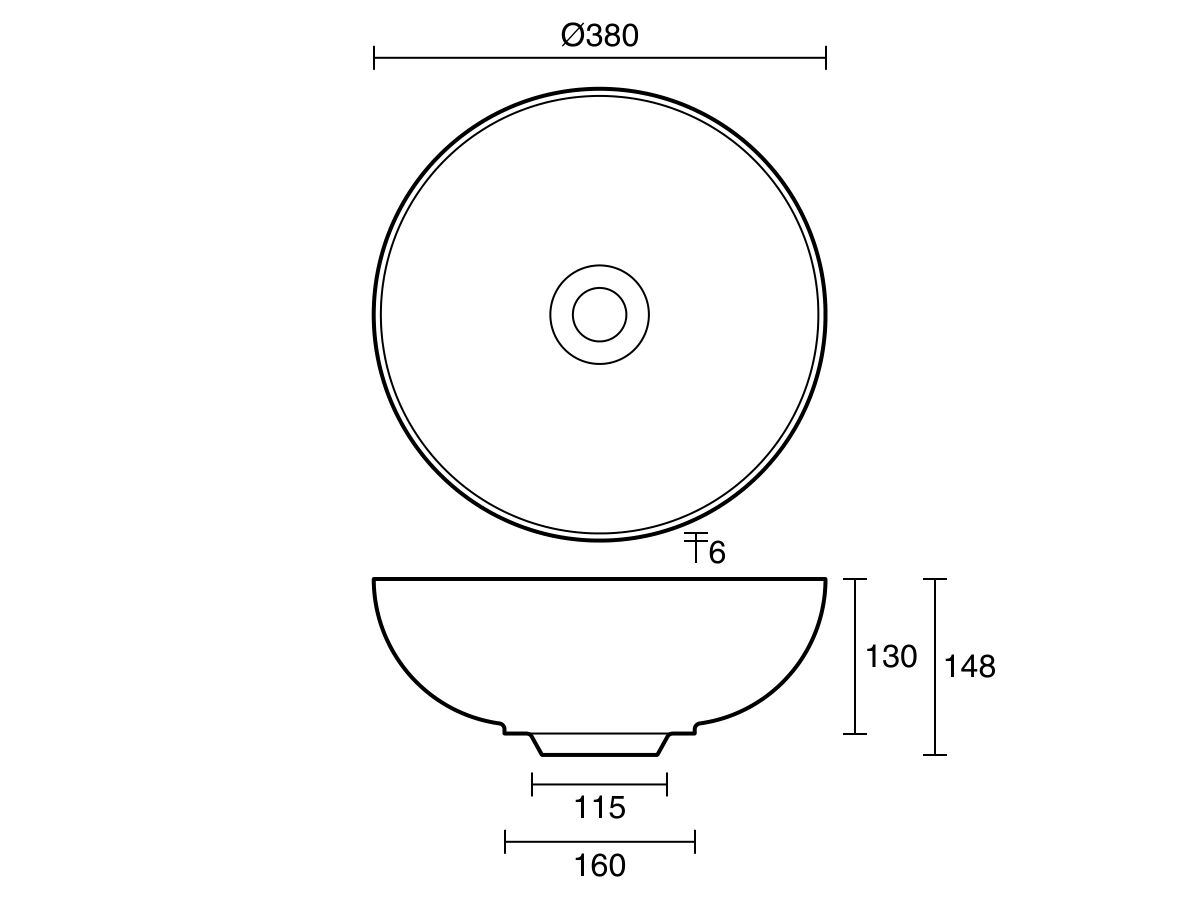 Reece Omvivo Villa Thin Edge Round Above Counter Basin 380mm Island Sand