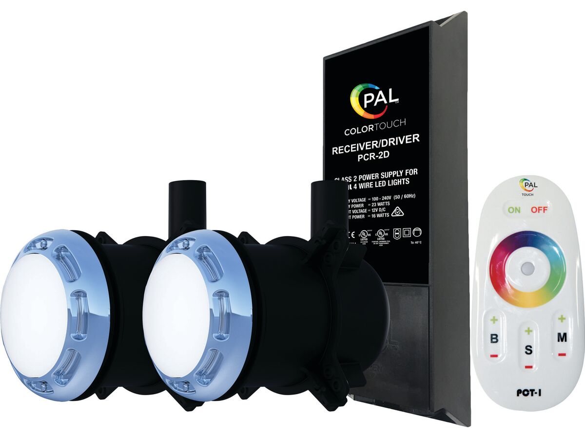 reece PAL Evenglow Multi-Colour Compact Concrete Light Dual Pack complete with Niche and 24m Cable/Plug with PCR-1Z-16 Colour Touch Power Supply and Wi-Fi (Max 2 Lights)