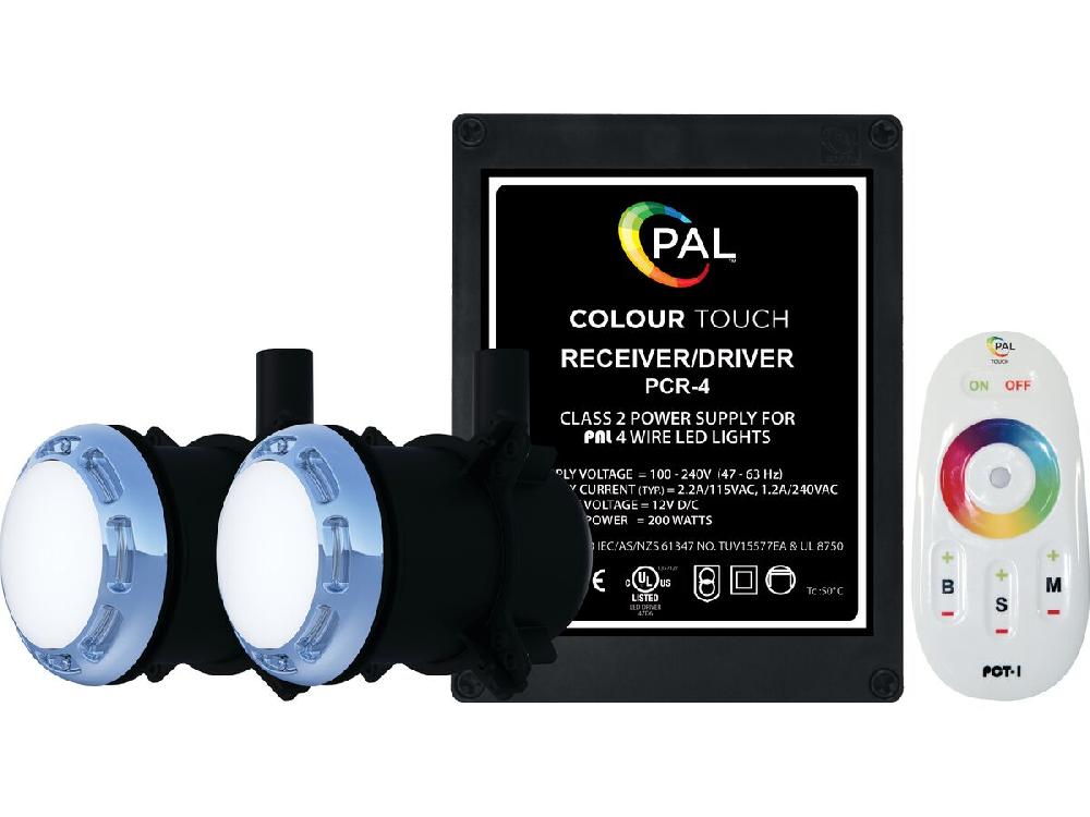 reece PAL Evenglow Multi-Colour Compact Concrete Light Dual Pack complete with Niche and 24m Cable/Plug with PCR-2Z-65 Colour Touch Dual Zone Power Supply and Wi-Fi (Max 2 Lights)