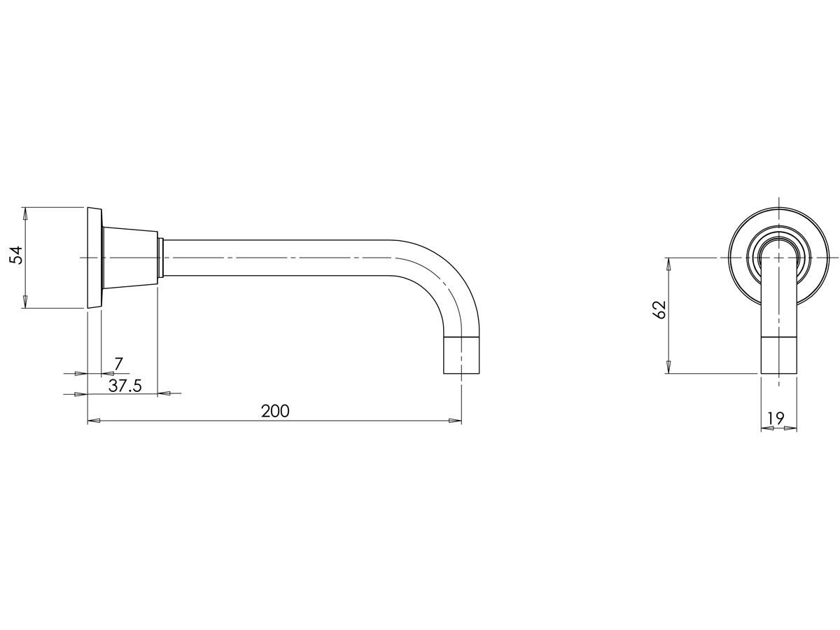 Reece Phoenix Gen X Basin Wall Outlet- Curved 200mm Chrome (5 Star)
