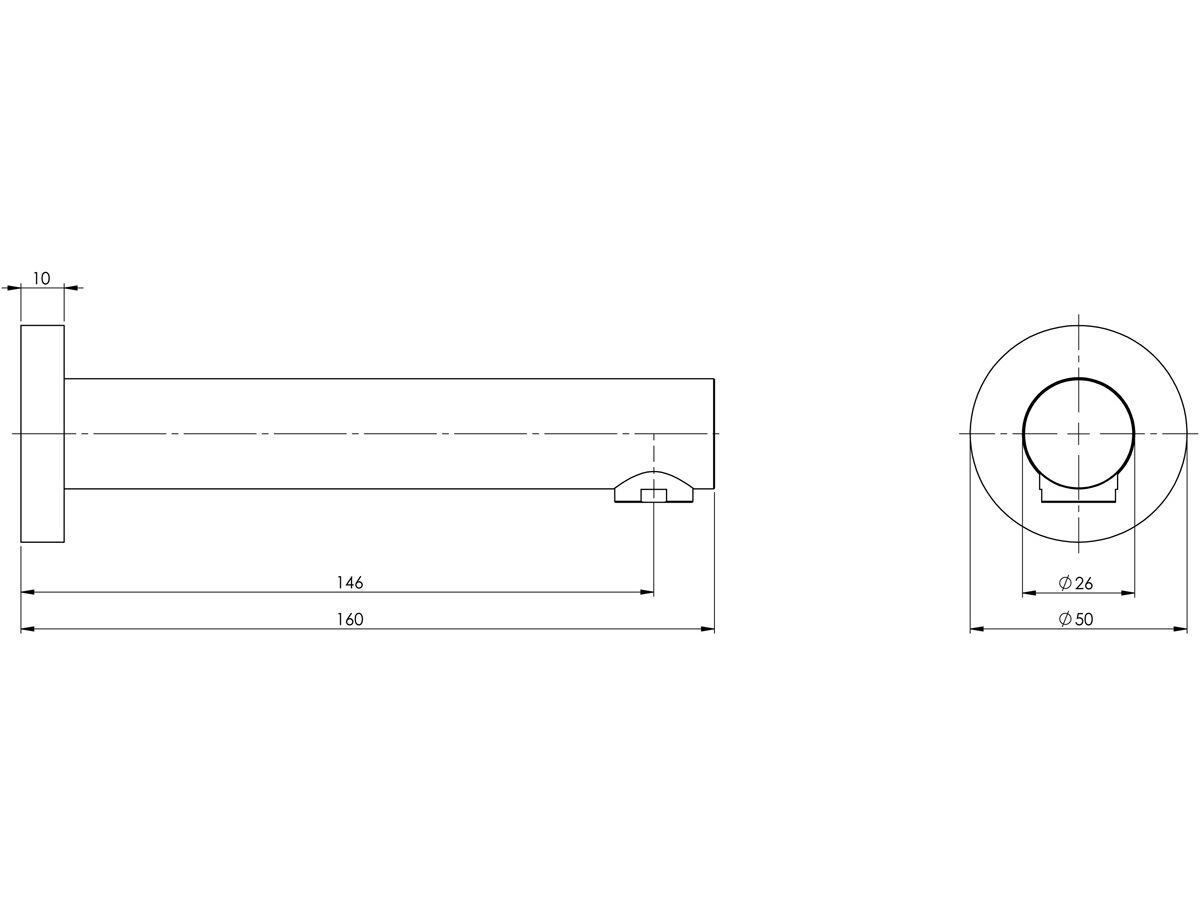 Reece Phoenix Gen X Bath Outlet Straight 150mm Chrome