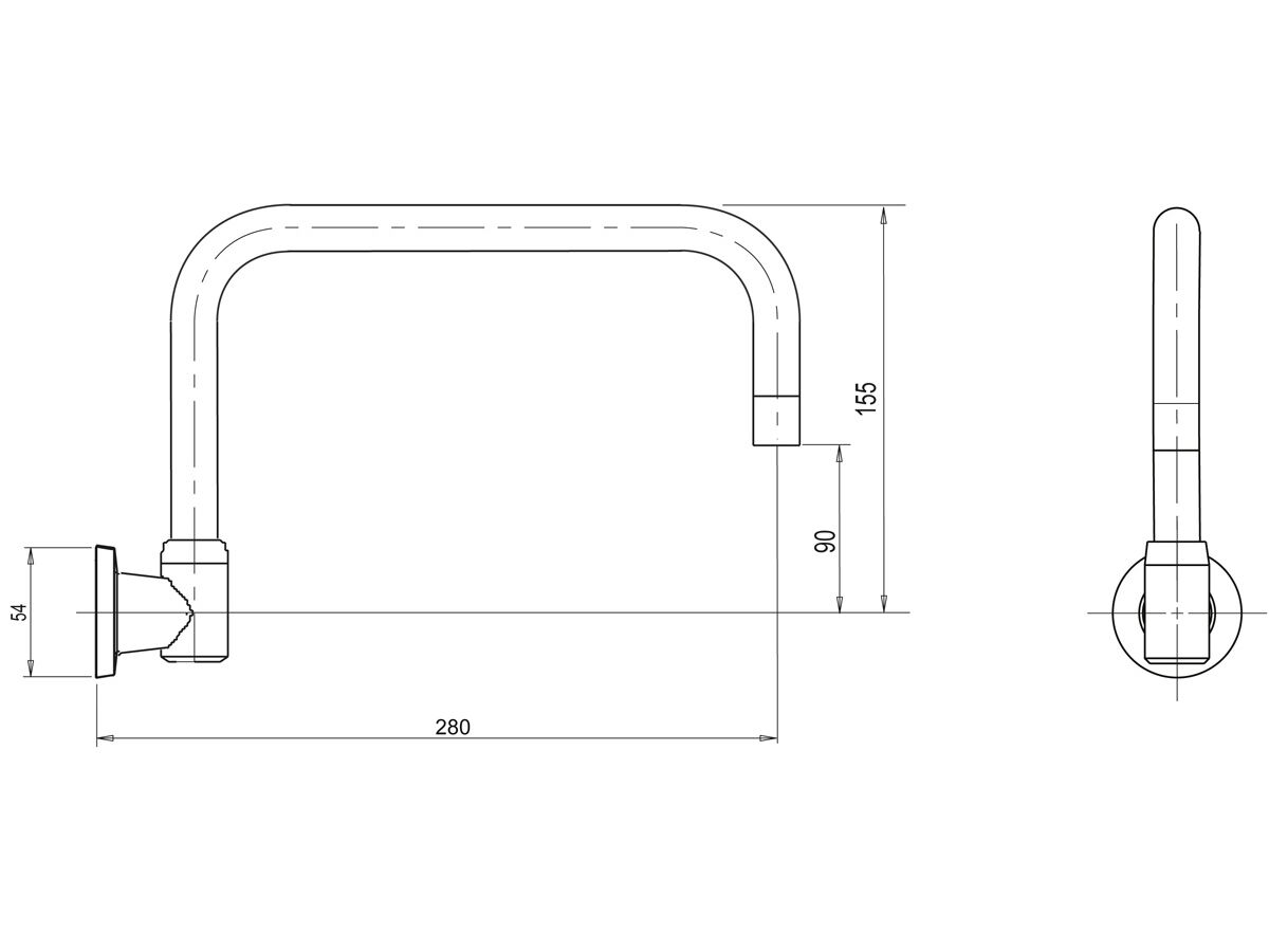 Reece Phoenix Gen X Wall Sink Outlet Square 280mm Outlet Chrome (3 Star)
