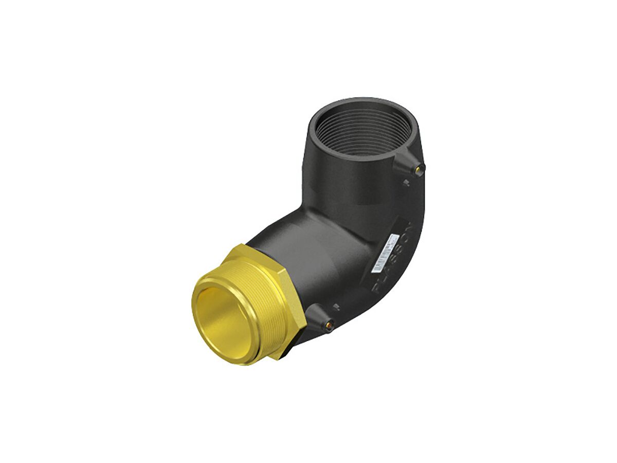 reece Plasson Electrofusion Brass BSP 90 Degree Transition Elbow 63mm x 50mm Mi