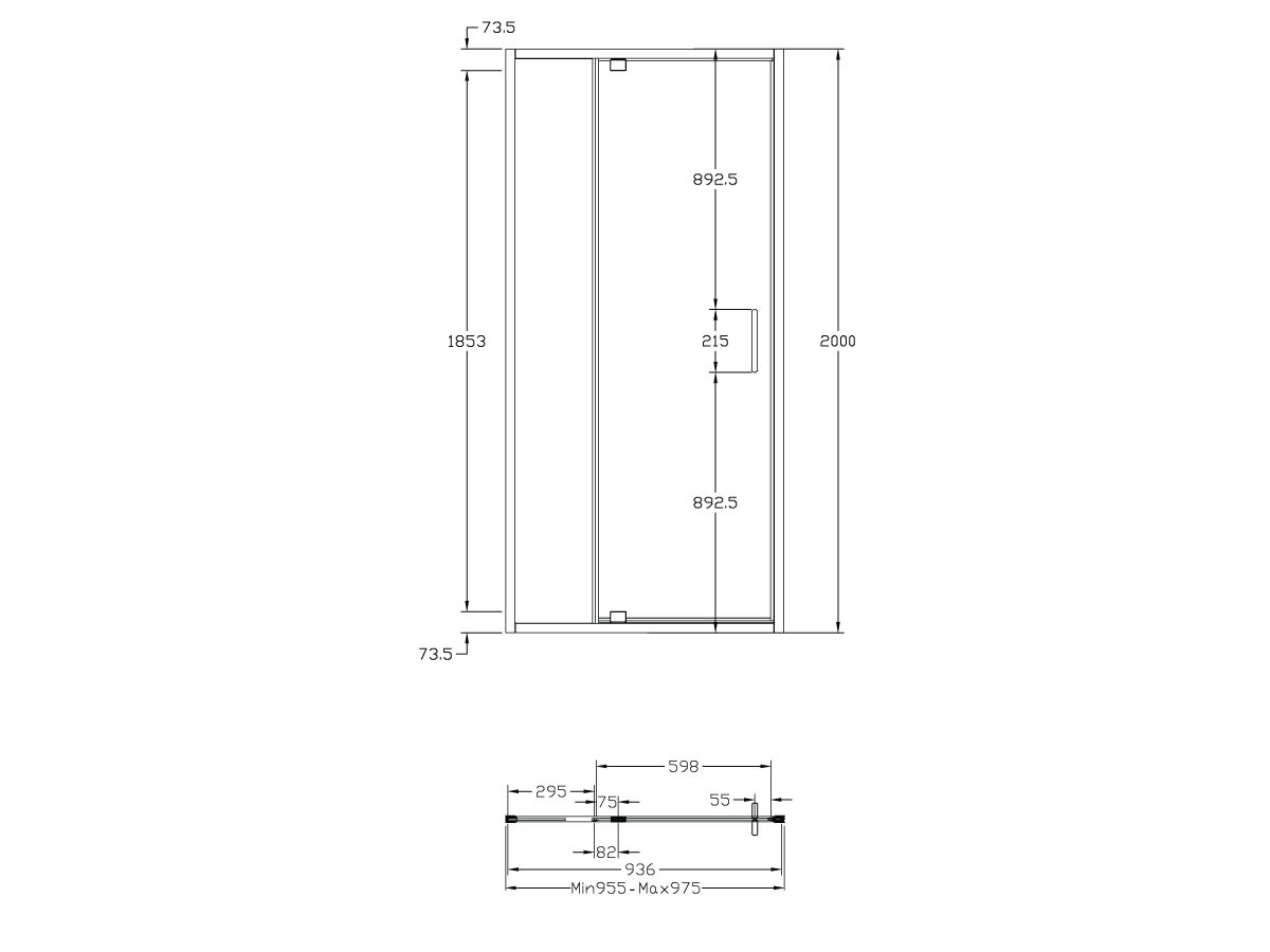 Reece Posh Bristol Alcove Shower Screen 1000mm X 2000mm