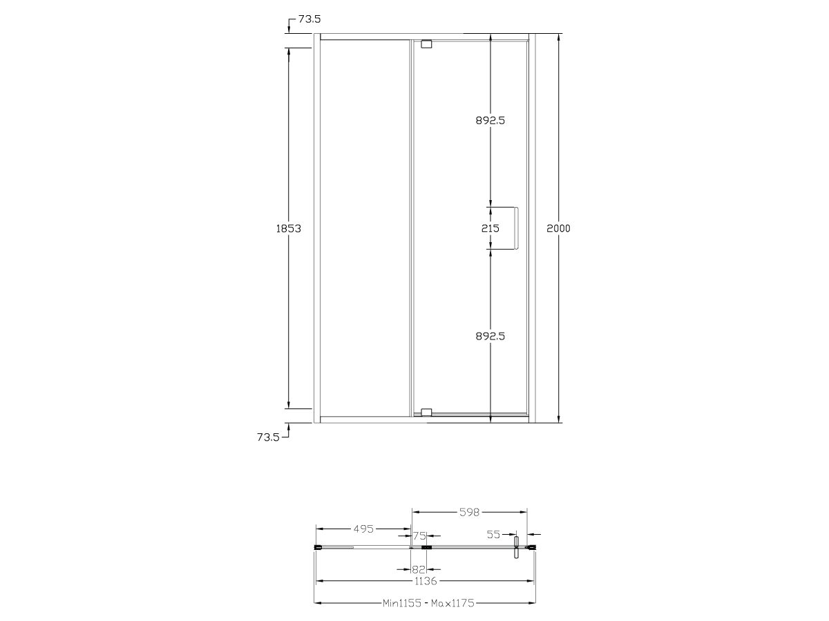 Reece Posh Bristol Alcove Shower Screen 1200mm X 2000mm