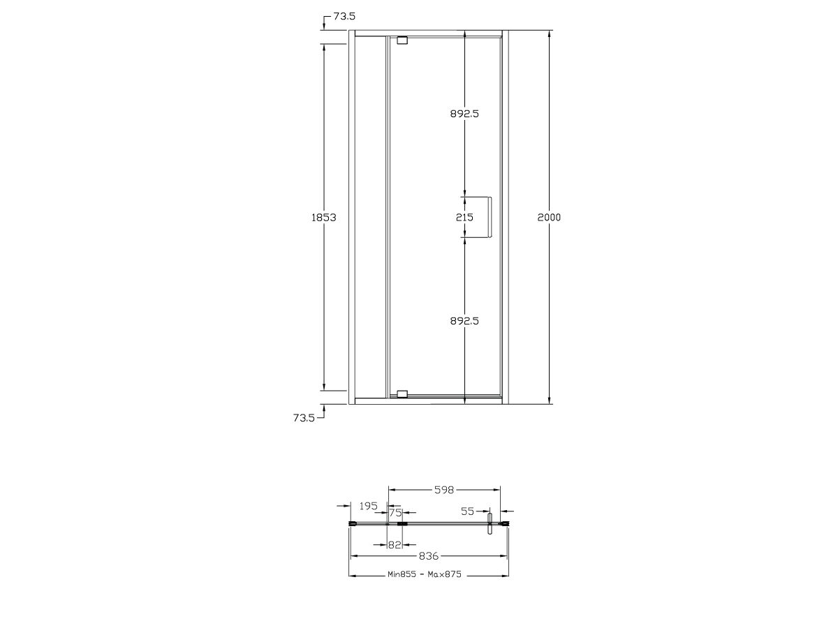 Reece Posh Bristol Alcove Shower Screen 900mm X 2000mm