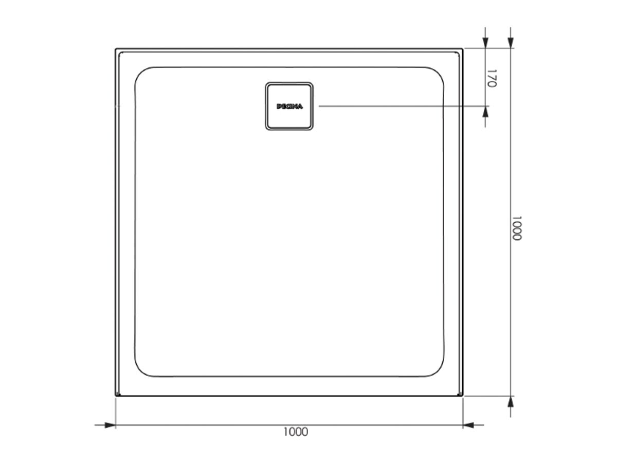 Reece Posh Bristol Luna Shower Base 1000mm X 1000mm Rear Outlet 3 Tiling Bead