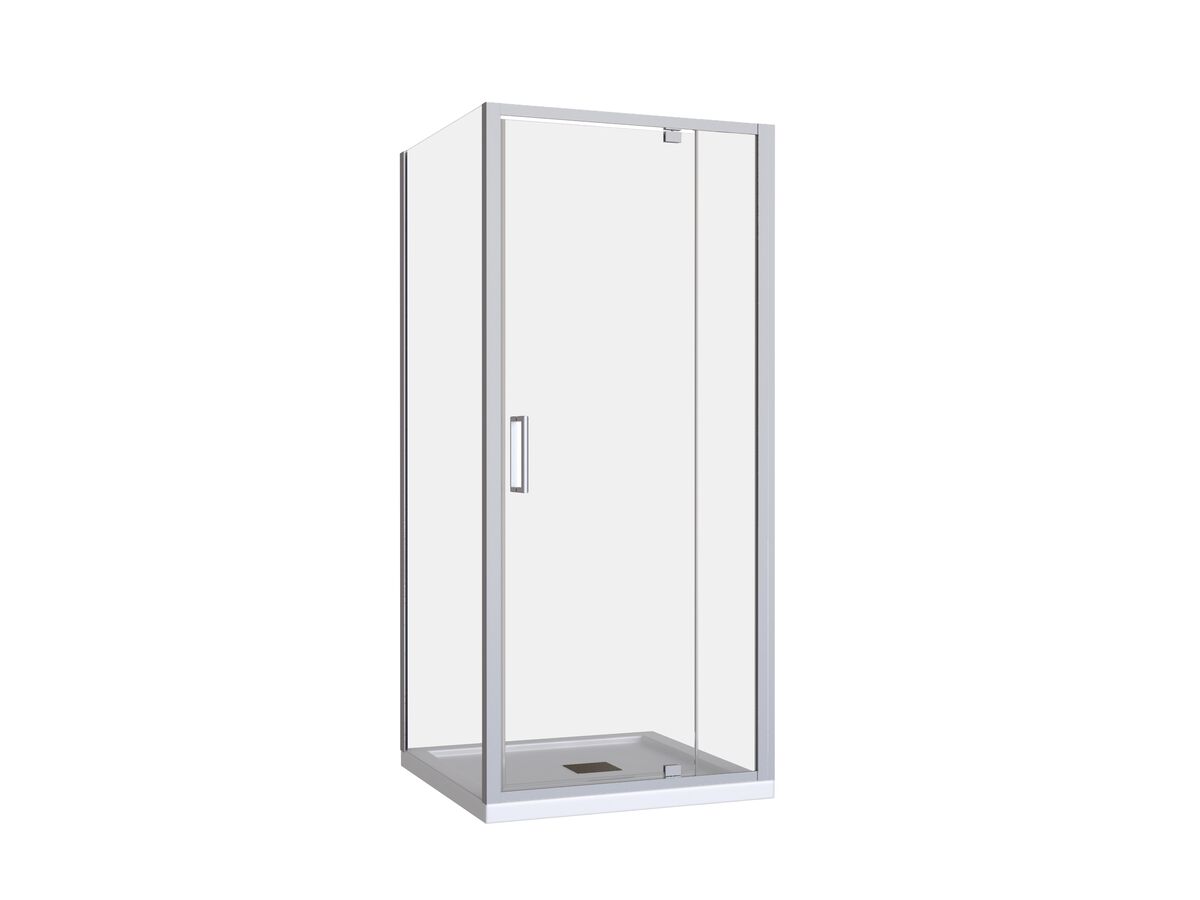 reece Posh Bristol Luna Shower Base & Shower Screen with Centre Outlet 1000mm x 1000mm White & Chrome