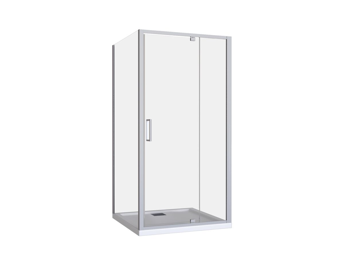 reece Posh Bristol Luna Shower Base & Shower Screen with Rear Outlet 1000mm x 1000mm White & Chrome