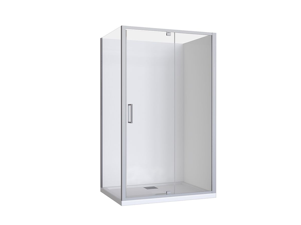 reece Posh Bristol Luna Shower Base & Shower Screen with Rear Outlet 1200mm x 900mm White & Chrome