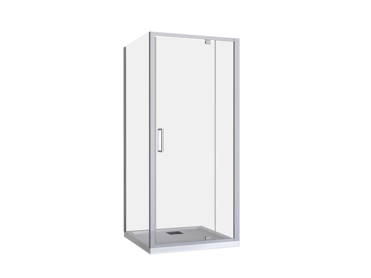 reece Posh Bristol Luna Shower Base & Shower Screen with Rear Outlet 900mm x 900mm White & Chrome