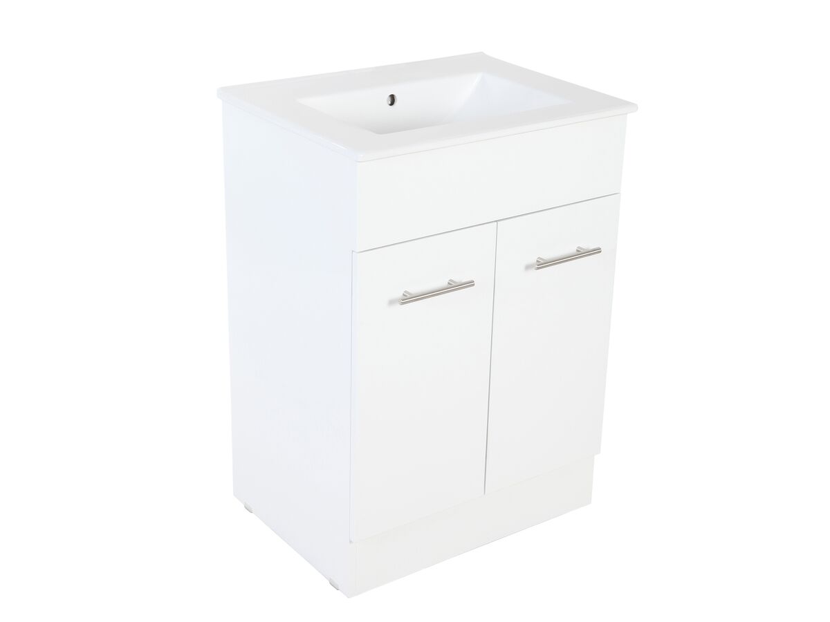 reece Posh Bristol MK2 600mm Vanity Unit with Kick Centre Bowl 2 Door 3 Taphole White