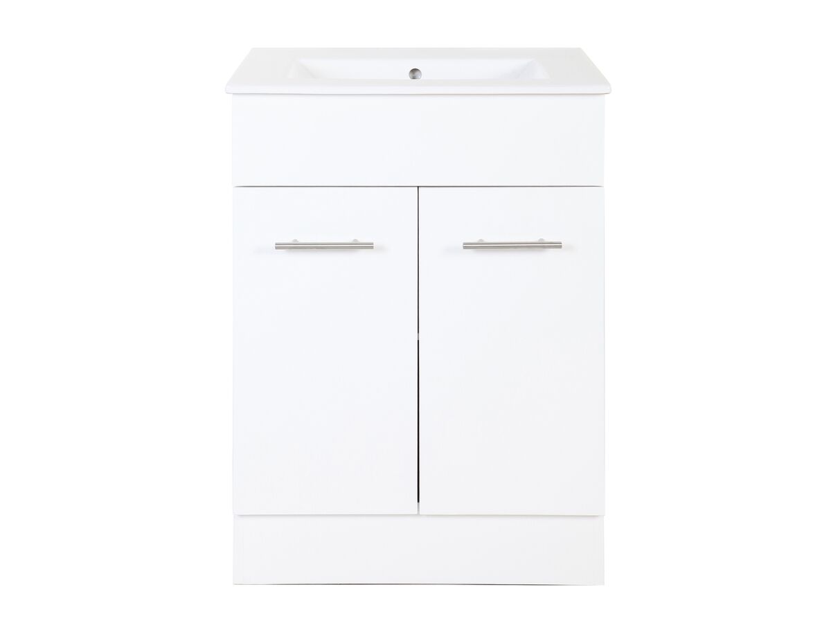 Reece Posh Bristol MK2 600mm Vanity Unit With Kick Centre Bowl 2 Door 3 Taphole White