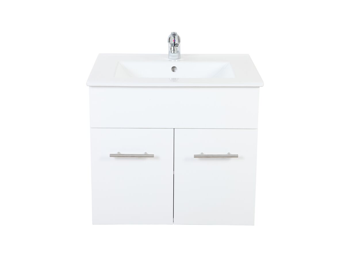 Reece Posh Bristol MK2 600mm Wall Hung Vanity Unit Centre Bowl 2 Door 1 Taphole White