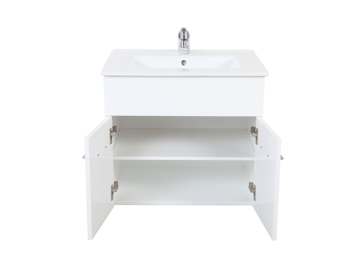 Reece Posh Bristol MK2 600mm Wall Hung Vanity Unit Centre Bowl 2 Door 1 Taphole White