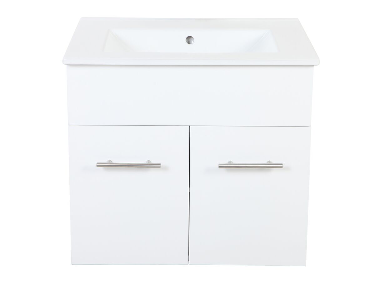 Reece Posh Bristol MK2 600mm Wall Hung Vanity Unit Centre Bowl 2 Door 3 Taphole White