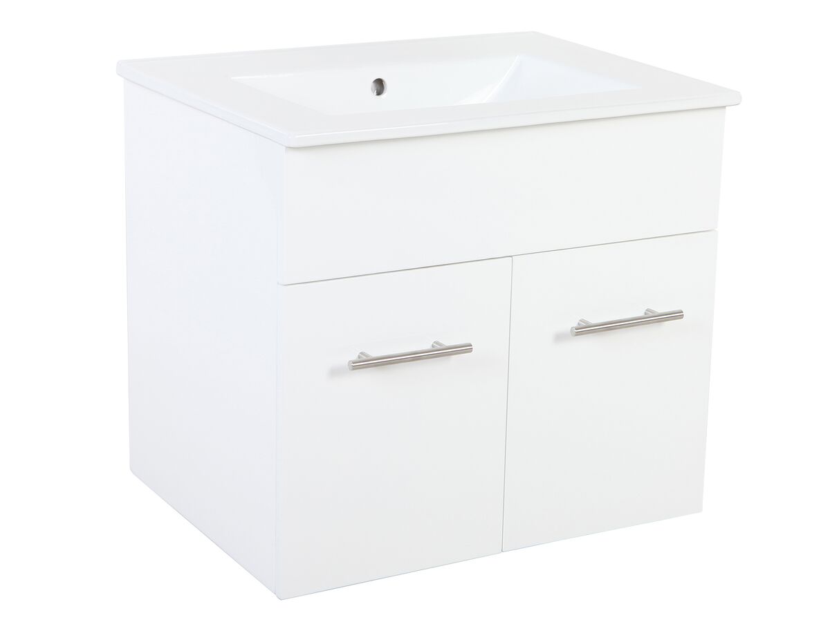 reece Posh Bristol MK2 600mm Wall Hung Vanity Unit Centre Bowl 2 Door 3 Taphole White