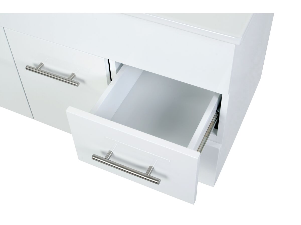 Reece Posh Bristol MK2 900mm Wall Hung Vanity Unit Left Hand Bowl 2 Door And 2 Right Hand Drawers 1 Taphole White
