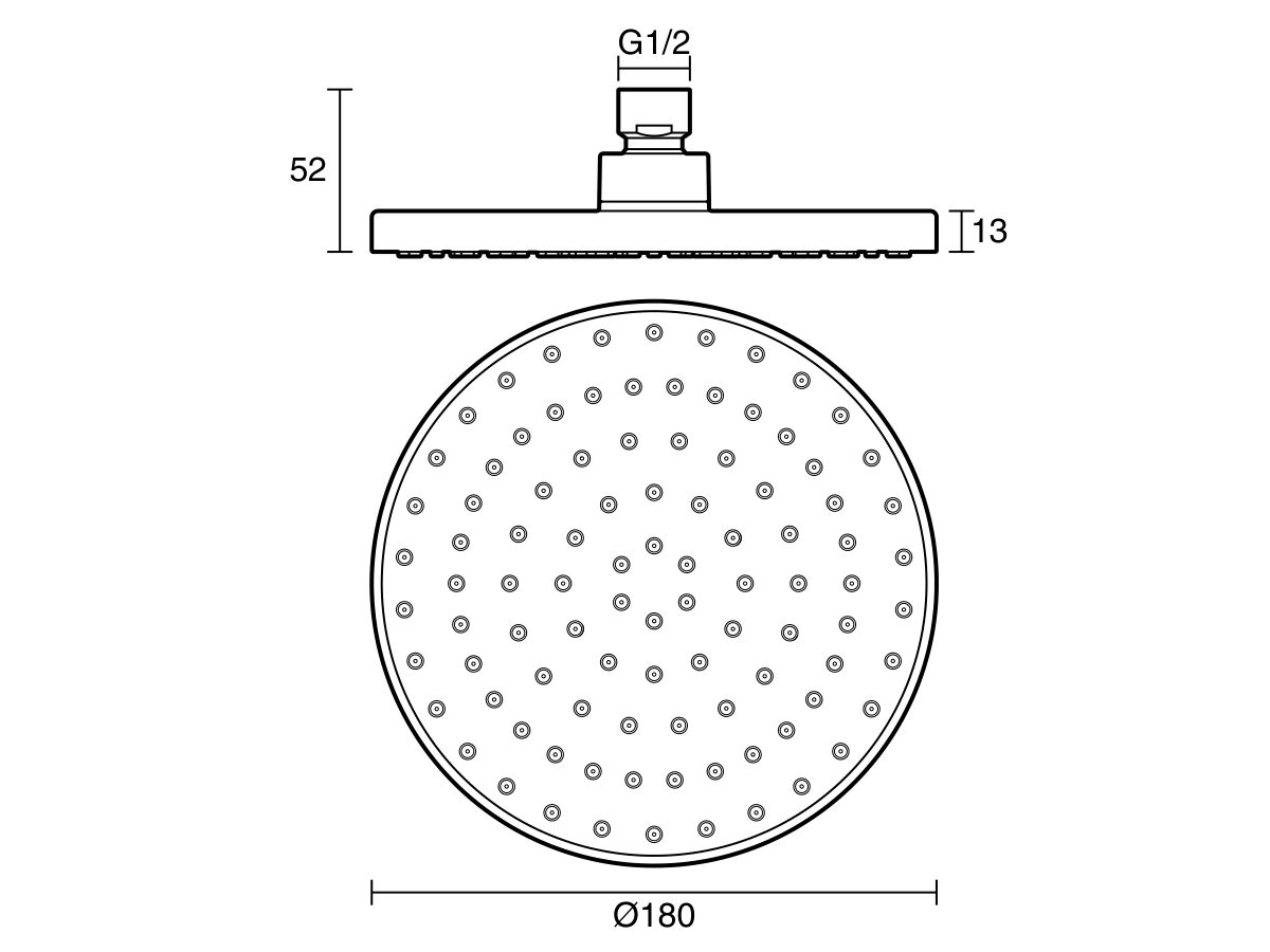 Reece Posh Bristol MK2 Round Overhead Shower 180mm Chrome (3 Star)