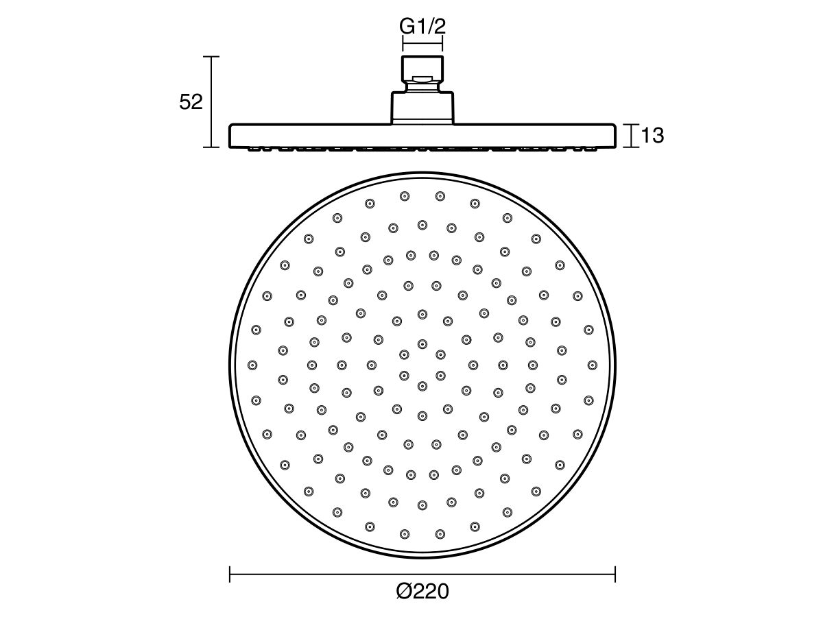 Reece Posh Bristol MK2 Round Overhead Shower 220mm Chrome (3 Star)