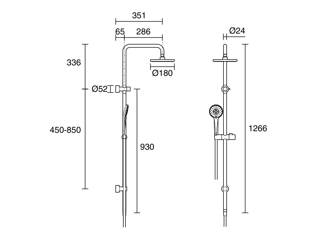 Reece Posh Bristol MK2 Twin Rail Shower With Top Rail Water Inlet Chrome (3 Star)
