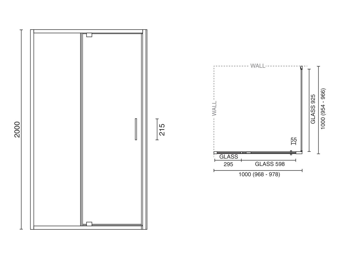 Reece Posh Bristol Shower Screen 1000mm X 1000mm Chrome