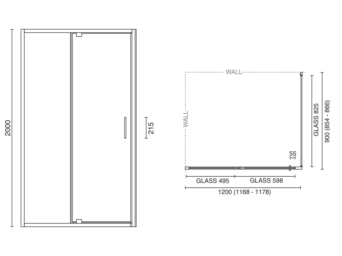 Reece Posh Bristol Shower Screen 1200mm X 900mm Chrome