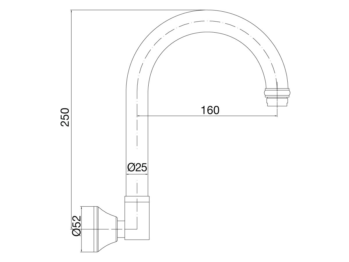 Reece Posh Bristol Swivel Wall Outlet Gooseneck 25mm White/Gold (4 Star) Lead Free
