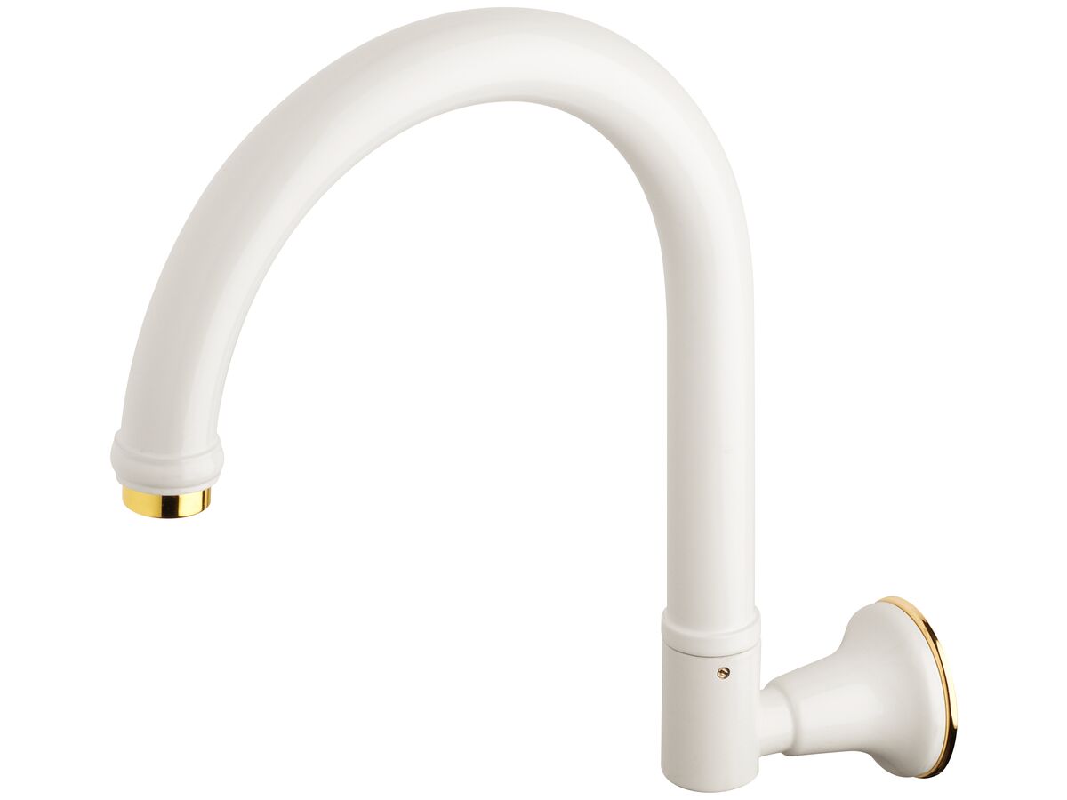 reece Posh Bristol Swivel Wall Outlet Gooseneck 25mm White/Gold (4 Star)