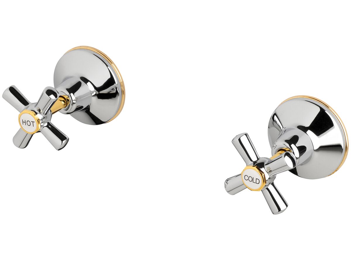 reece Posh Bristol Wall Top Assembly Taps Chrome / Gold Lead Free