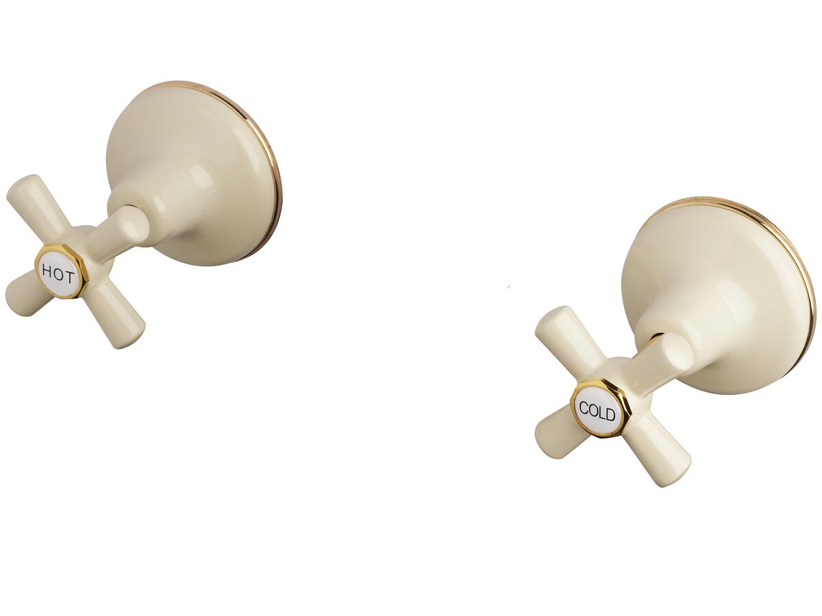Reece Posh Bristol Wall Top Assembly Taps Ivory/Gold Lead Free