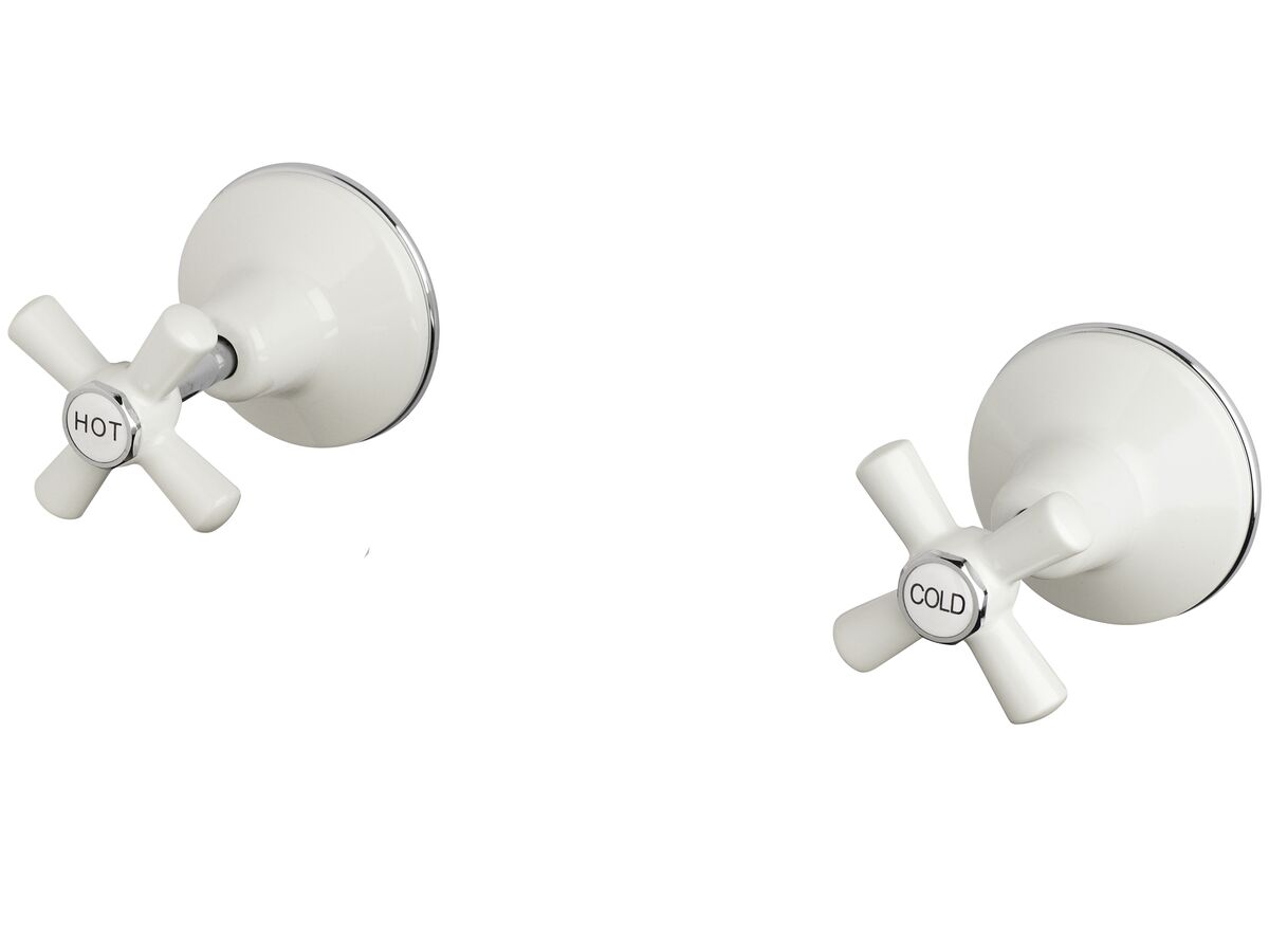 reece Posh Bristol Wall Top Assembly Taps White / Chrome Lead Free