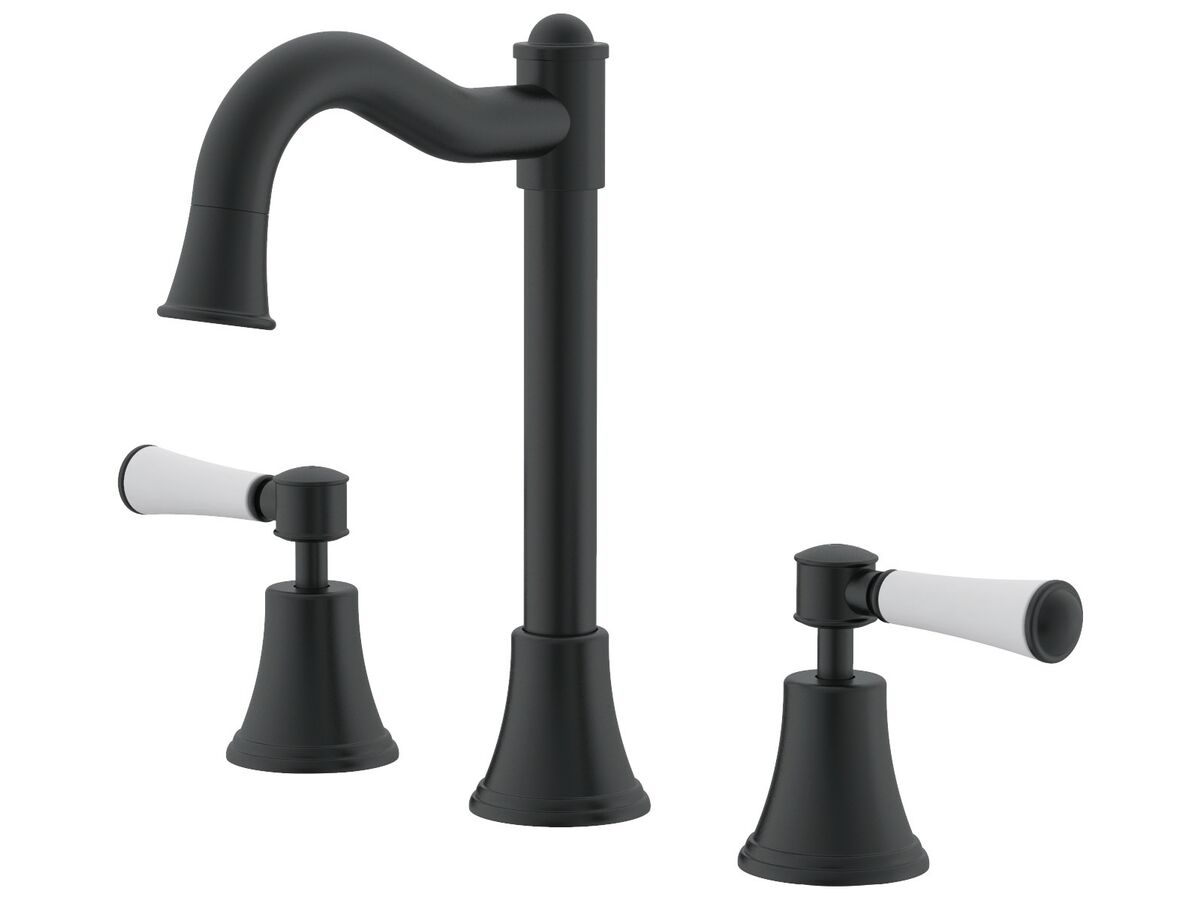 reece Posh Canterbury English Basin Set Swivel Outlet Lever P Handles Matte Black (4 Star)