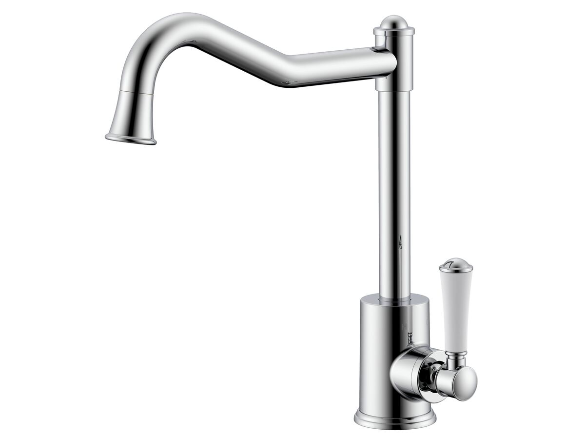 reece Posh Canterbury English Sink Mixer Tap Small Porcelain Handle Chrome (4 Star)
